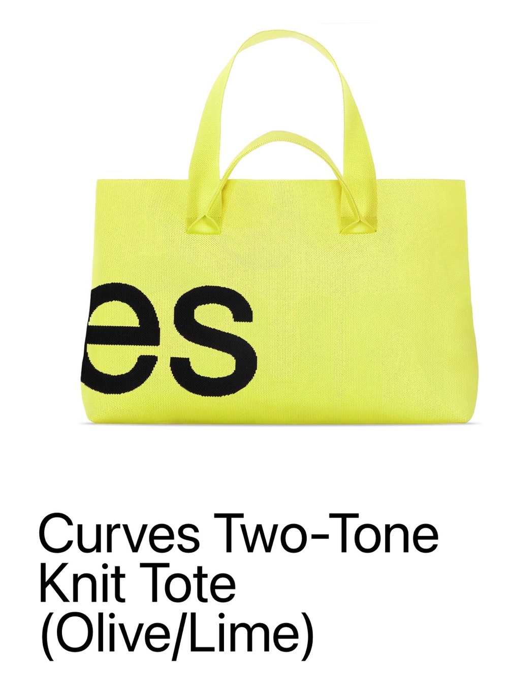 Curves Two-Tone Knit Tote - Olive/Lime - Picture 3 of 8
